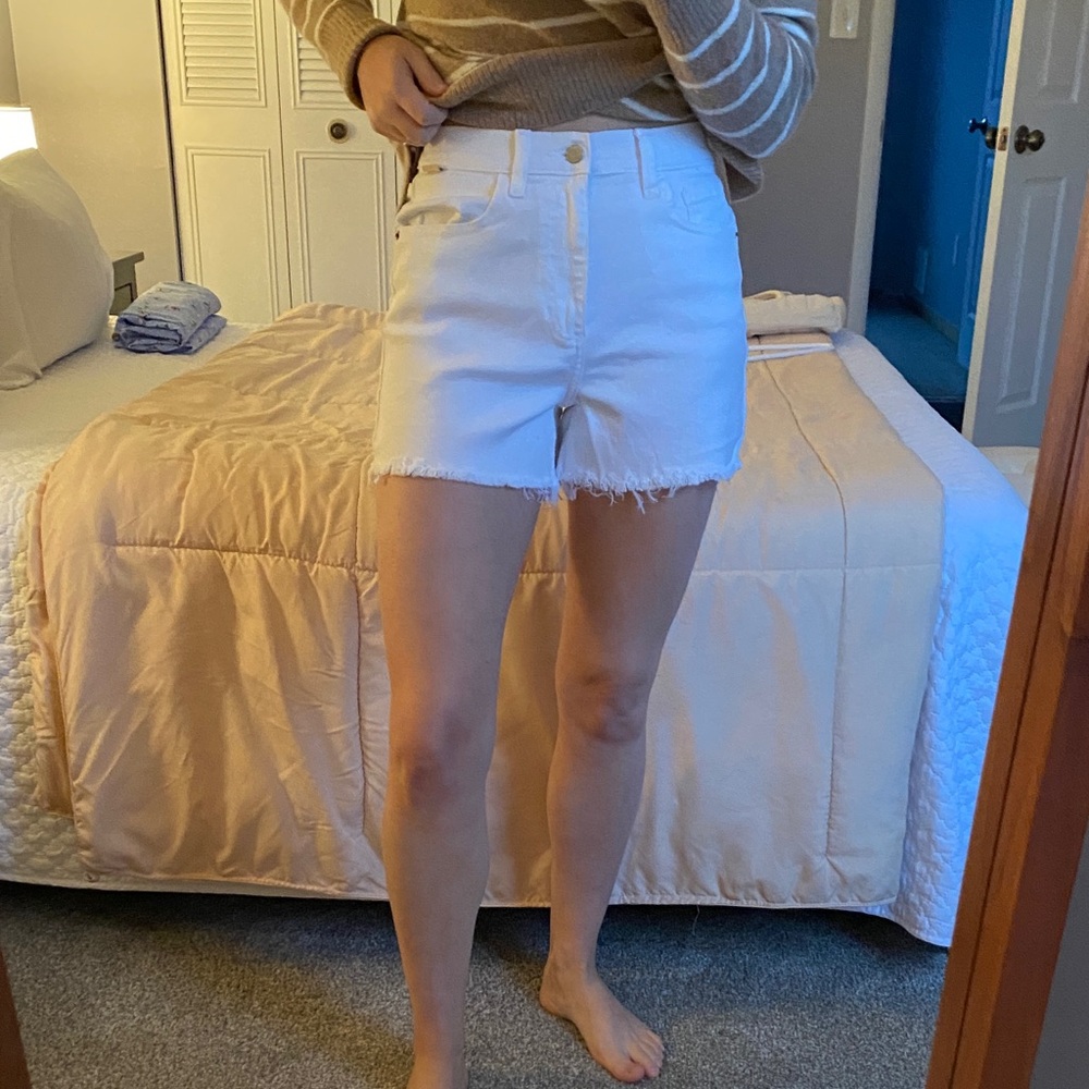 Cello White Frayed Hem Jean Shorts